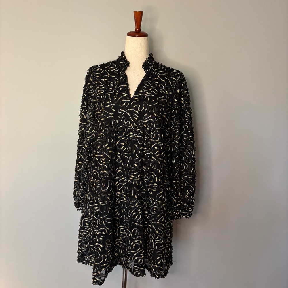 THML Black and Gold Organza Dress size M
